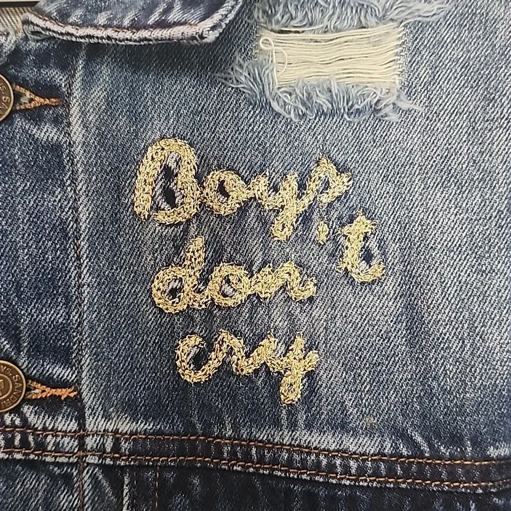 Sandrine Rose by Free People boys dont cry distressed jean jacket size m… - Picture 4 of 8